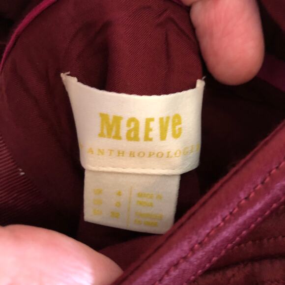 Anthropologie Maeve NWT Women's Beatrice Quilted Mini Skirt Burgundy 0 - Picture 8 of 11